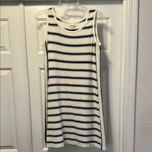 Max Studio White and Blue Asymmetrical Sheath Dress